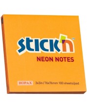 Notite adezive Stick'n - 76 x 76 mm, portocaliu neon, 100 file