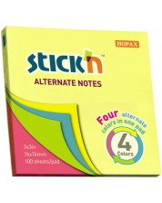 Notite adezive Stick'n - Alternate, 76 x 76 mm, 4 culori neon, 100 file