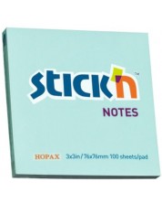 Notite adezive Stick'n - 76 x 76 mm, albastru pastel, 100 file -1