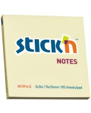 Notite adezive Stick'n - 76 x 76 mm, galbene, 100 file