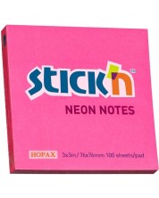 Notite adezive Stick'n - 76 x 76 mm, rosu neon, 100 file