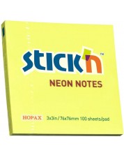 Notite adezive Stick'n - 76 x 76 mm, galben neon, 100 file -1