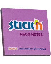 Notite adezive Stick'n - 76 x 76 mm, violet neon, 100 file -1
