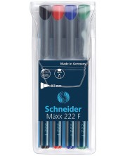 Set de 4 markere Schneider permanente OHP Maxx 222 F, 0,7 mm