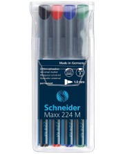 Set de 4 markere de culoare Schneider permanente OHP Maxx 224 M, 1,0 mm
