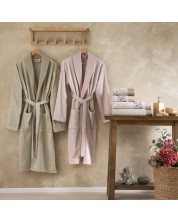 Set familial de halate de baie și prosoape TAC - Tiffany, 6 bucăți, 100% bumbac, roz/bej -1