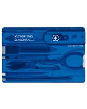 Cuțit de buzunar elvețian Victorinox - SwissCard, 10 functii, albastru -1