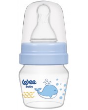 Biberon Wee Baby Mini, PP, cu 2 varfuri, 30 ml, albastru -1