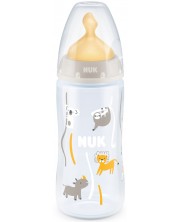 Biberon Nuk First Choice - Temperature control, cu suzeta din siliconm 30 ml, alb, animalute