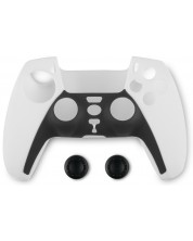 Husă din silicon pentru controler și protecție pentru butoane Spartan Gear - DualSense, alb/negru (PS5) -1