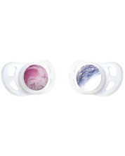 Suzete din silicon Twistshake - Marble Pink si Purple, 0-6 luni, 2 bucati