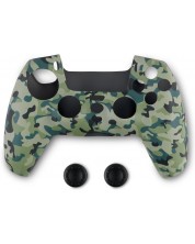 Husa silicon pentru controller Spartan Gear, pentru DualSense, camuflaj verde