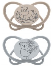 Suzete din silicon NIP Green - Hippo și koala, 0-6 luni, 2 bucăți -1