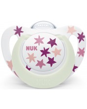 Suzeta din silicon Nuk - Star Night, 6-18 luni, stele roz