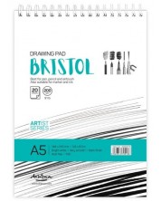 Caiet de schite cu spirala Drasca Bristol sketch pad - A5, 20 file