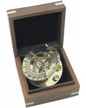 Ceas de soare Sea Club - În cutie de lemn, alamă, 8 cm -1