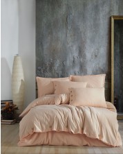Set lenjerie de pat Via Bianco - Washed linen, piersică