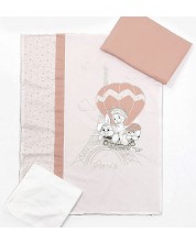 Set lenjerie de pat 4 piese Bambino Casa - Paris, Rosa