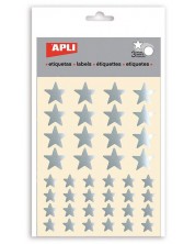 Set stickere APLI - Stele argintii, stralucitoare, 3 file
