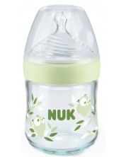 Biberon din sticlă NUK Nature Sense - Controlul temperaturii, mai moale, 120 ml, verde