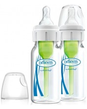 Dr. Brown's Natural Flow Options+ Narrow Glass Bottles - 2 bucăți, 120 ml