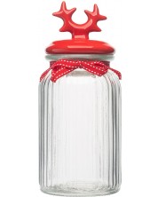 Borcan de sticlă cu capac ceramic ADS - Horns, 1,25 l, roșu -1