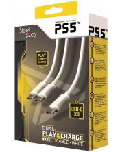 Cablu Steelplay - Dual Play & Charge, Type-C, 3 m, alb (PS5) -1