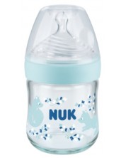 Biberon din sticla NUK Nature Sense - Temperature control, Softer, 120 ml, albastru