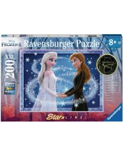 Puzzle luminos Ravensburger din 200 XXL de piese - Frozen, Elsa & Anna -1