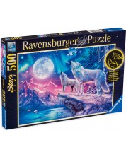 Puzzle luminos Ravensburger din 500 de piese - Lupi -1