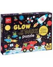 Puzzle luminos Apli Kids - Cosmos, 60 piese, cu afis -1
