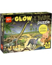 Puzzle luminos Apli Kids - Dinozauri, 60 de piese, cu poster -1
