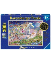 Puzzle luminos Ravensburger din 200 XXL de piese - Fluturi și unicorn -1