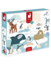 Puzzle educativ tactil Janod - Animale polare, 20 de piese