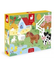 Puzzle educativ tactil Janod - Fermă, 20 de piese
