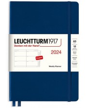 Carnet de notițe Leuchtturm1917 Weekly Planner  - A5, albastru închis 2024 -1