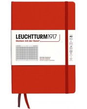 Caiet Leuchtturm1917 Natural Colors - A5, roșu, pagini pătrate, copertă rigidă -1
