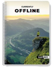 Caiet cu spirală Black&White Offline - A4, 80 de coli, rânduri late, sortiment