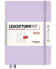 Carnet de notițe Leuchtturm1917 Weekly Planner and Notebook - A5, mov, 2024 -1