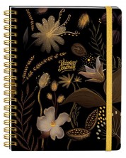 Caiet Victoria's Journals Florals - Auriu și negru, copertă rigidă, cu puncte, 96 de foi, format A5