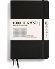 Caiet Leuchtturm1917 Paperback - B6+, negru, pagini pătrate, copertă rigidă