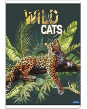 Caiet de notite Lastva Wild Cats - A4, 52 de coli, randuri late, cu 2 margini, asortiment