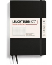 Caiet Leuchtturm1917 Paperback - B6+, negru, pagini cu puncte, copertă rigidă