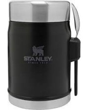 Borcan termic pentru mancare cu lingurita Stanley - The Legendary, Matte Black Pebble, 0.4 l