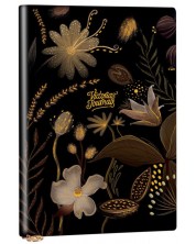 Caiet Victoria's Journals Florals - Auriu și negru, copertă plastică, cu puncte, 96 de foi, format A5