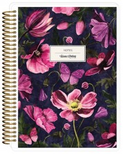 Caiet Victoria's Journals Florals - Flori, cu spirală, cu puncte, 80 de foi, format A5 -1