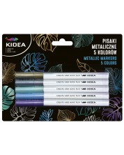 Textmarkere Kidea - metalice, 5 culori -1