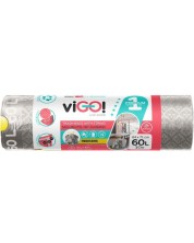 Saci de gunoi cu legături viGO! - Premium #1, 60 l, 10 buc, argintiu -1