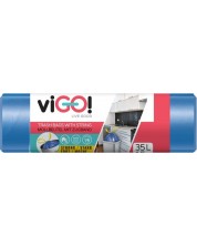 Saci de gunoi cu legături viGO! - Standard, 35 l, 15 buc, albastru -1