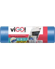 Saci de gunoi cu legături viGO! - Standard, 60 l, 10 buc, albastru -1